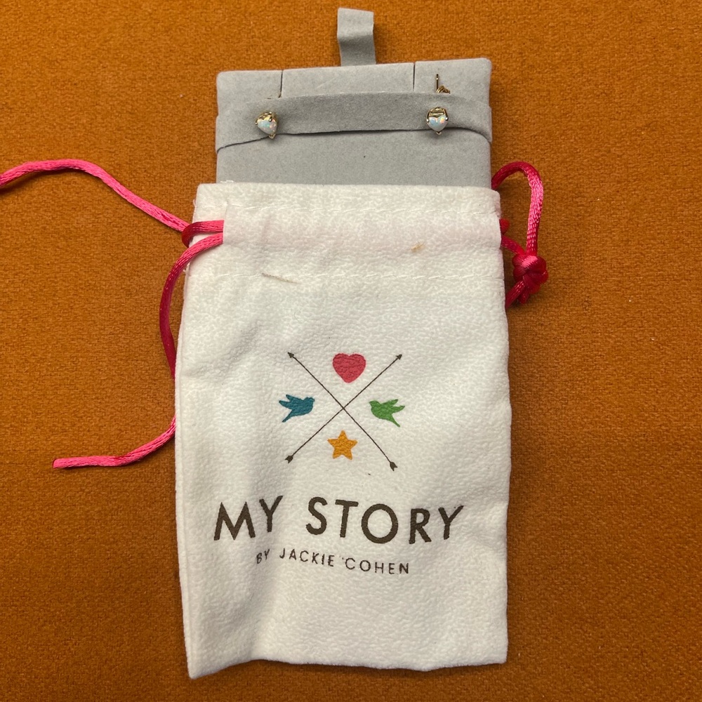 14K Rose gold opal heart earrings